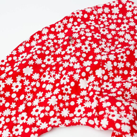 Marni Satin Midi Dress with Red and White Pop Fields Motif - Picture 13 of 14